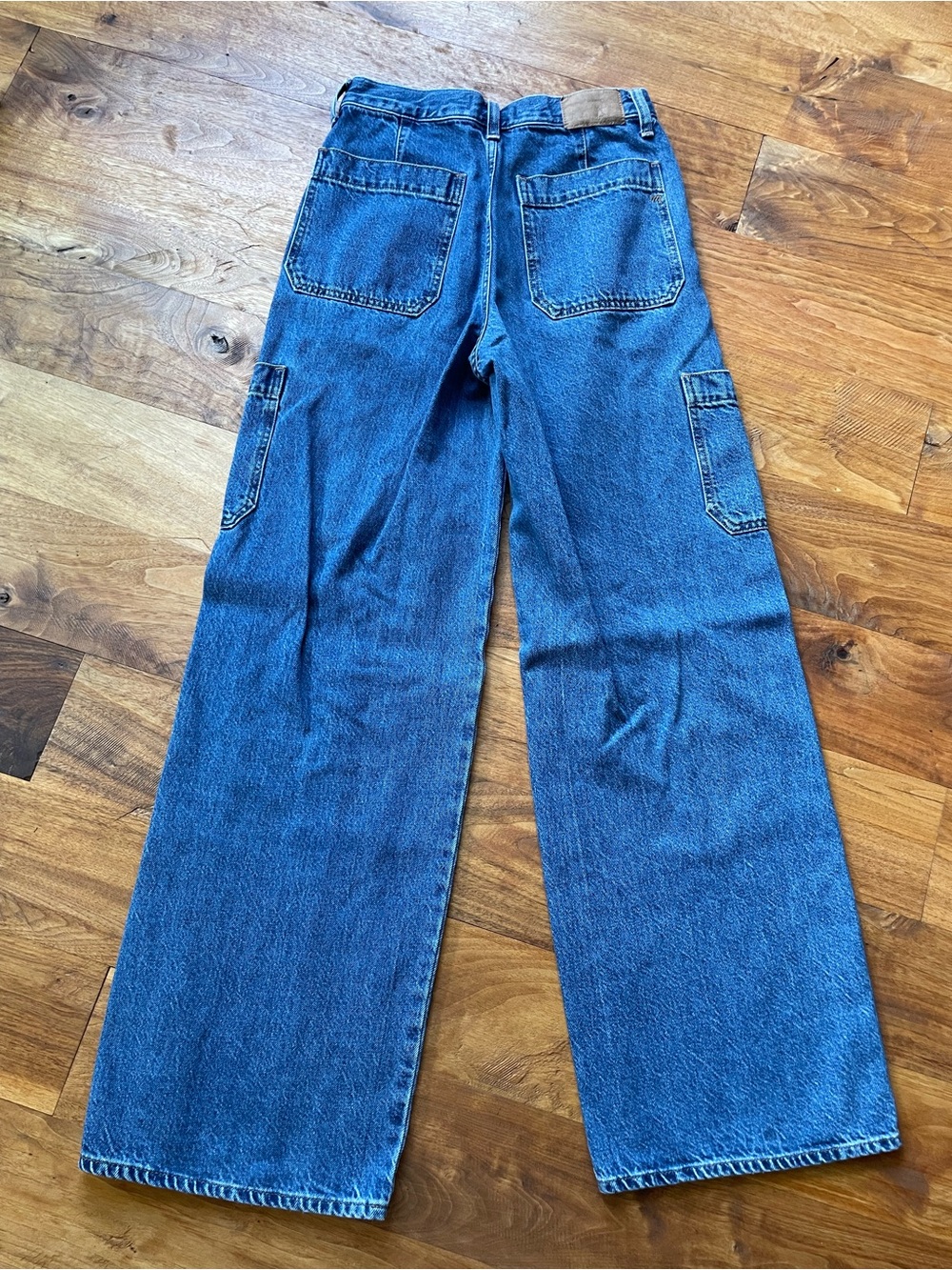 Madewell Baggy Straight Cargo High-Rise Wide Leg Patch Jeans size 27 NN489 - Picture 5 of 14